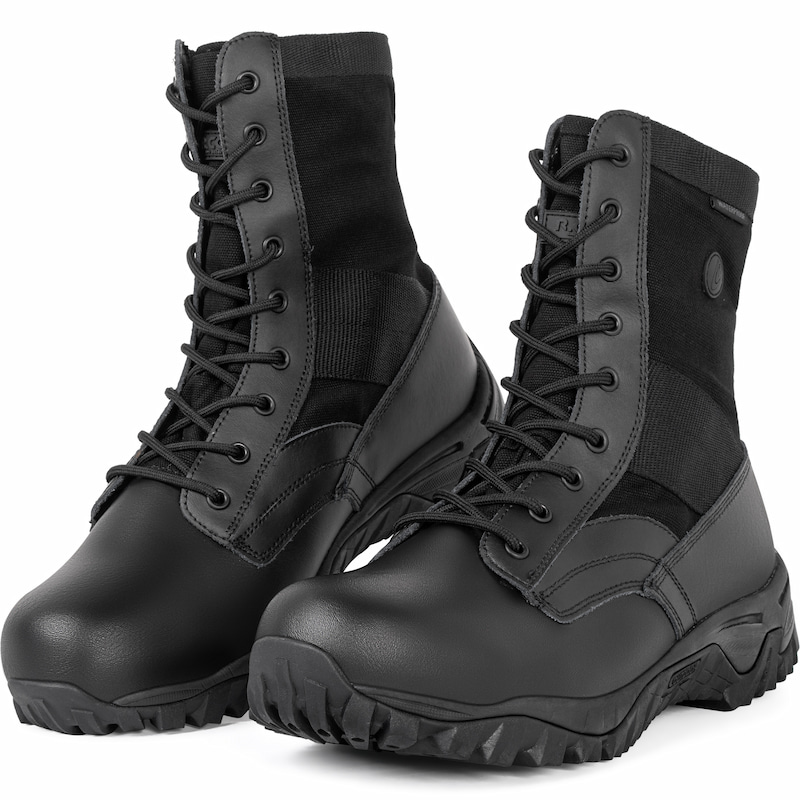 Split Leather Lace-up Tactical High-top Boots
